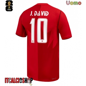 Canada Jonathan David #10 Prima Maglia Mondiali 2026 Manica Corta Canada Jonathan David #10 Prima Maglia Mondiali 2026 Manica Corta